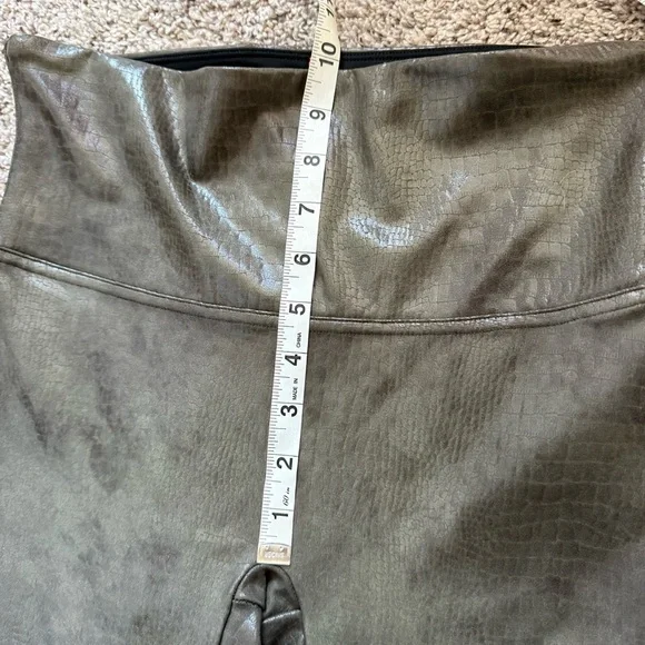 Spanx Faux leather croc leggings in olive green
